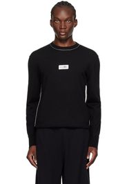 MM6 Maison Margiela Black Virgin Wool Logo Patch Sweater