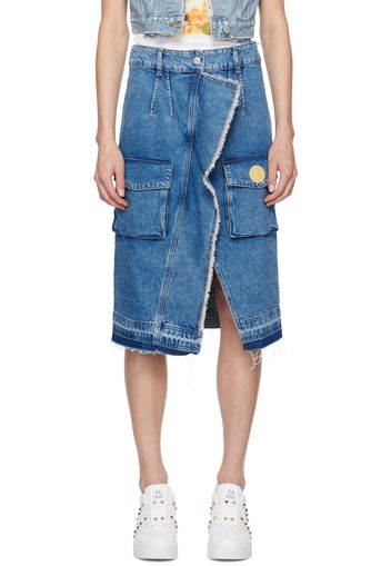 Moschino Jeans Blue Cargo Denim Midi Skirt