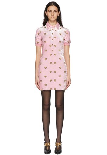 Moschino Pink Velour All Over Teddy Short Dress