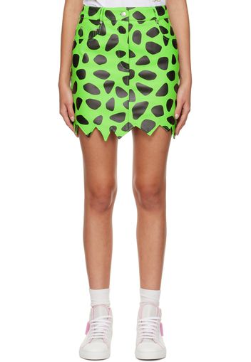 Moschino Green The Flintstones Edition Leather Miniskirt