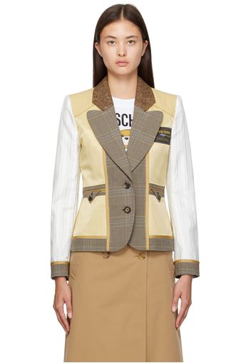 Moschino Beige & White Paneled Blazer