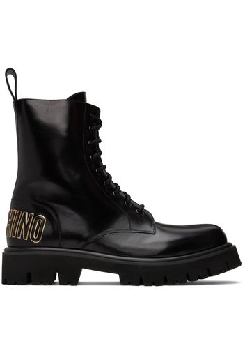 Moschino Black Combat Boots