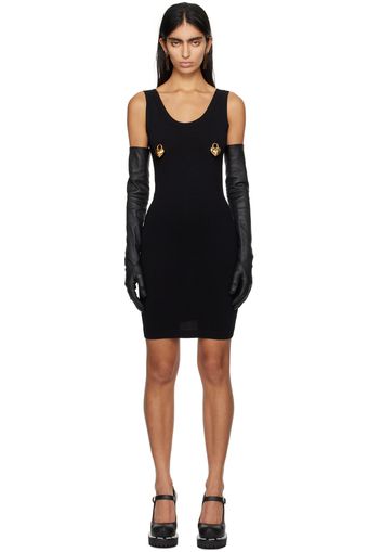 Moschino Black Heart Lock Charms Minidress