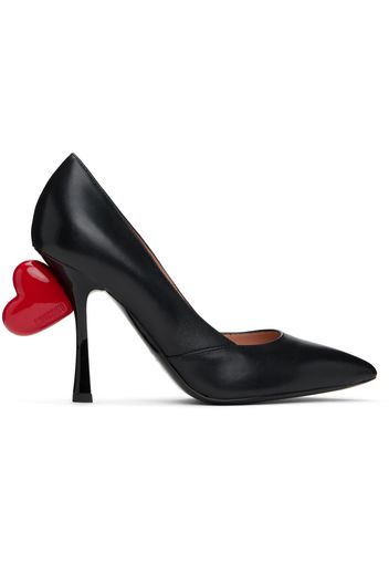 Moschino Black Sweet Heart Nappa Leather Heels