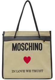 Moschino Beige Embroidered Tote