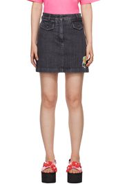 Moschino Black Puzzle Bobble Denim Skirt