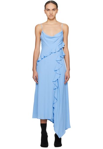 MSGM Blue Ruffle Maxi Dress