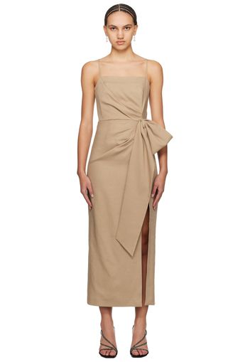 MSGM Tan Flamed Maxi Dress