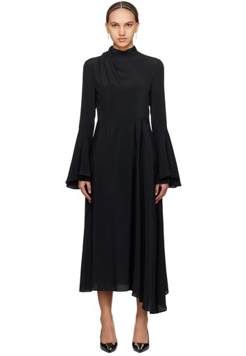 MSGM Black Draped Maxi Dress