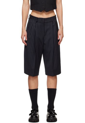 MSGM Navy Pinstripe Shorts