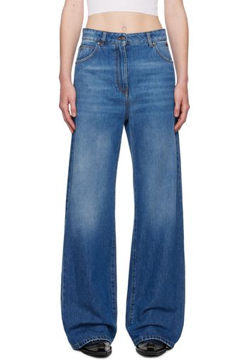 MSGM Blue Wide-Leg Pre-Washed Effect Jeans
