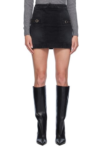 MSGM Black Used Denim Miniskirt