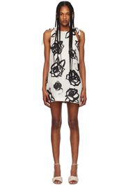 MSGM Off-White & Black Rose Brushstroke Minidress