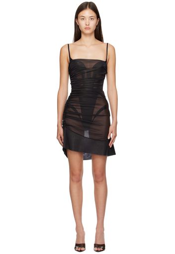 Mugler Black Ruched Minidress