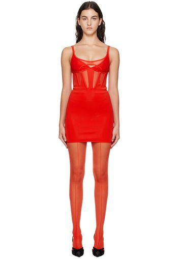 Mugler Red Layered Minidress