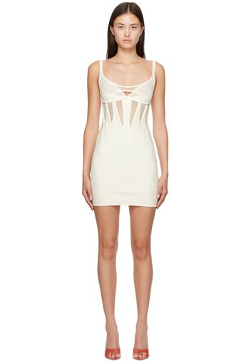 Mugler Off-White Scoop Neck Minidress