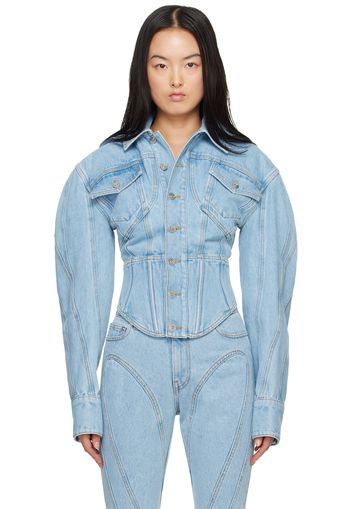 Mugler Blue Corseted Denim Jacket