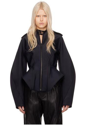 Mugler Black Corseted Scuba Jacket