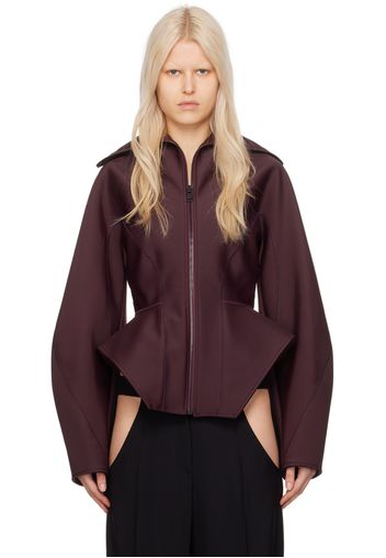 Mugler Burgundy Corseted Scuba Jacket