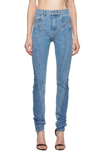 Mugler Blue Bi-Color Spiral Jeans