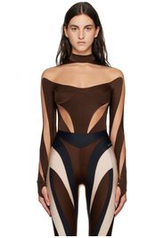 Mugler Brown Illusion Bodysuit