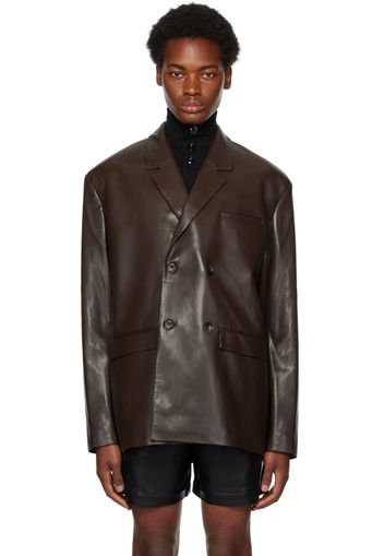 Nanushka Brown Gabriel Vegan Leather Blazer