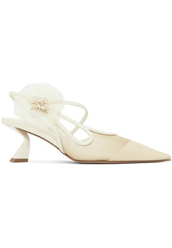 Nensi Dojaka Off-White Slingback Tulle Heels