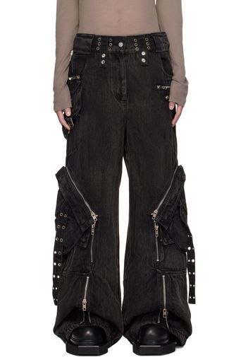 NO/FAITH STUDIOS Black Heavy Denim Cargo Pants