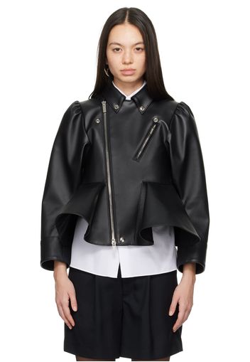 Noir Kei Ninomiya Black Zip Faux-Leather Jacket