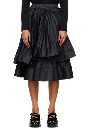 Noir Kei Ninomiya Black Pleated Midi Skirt