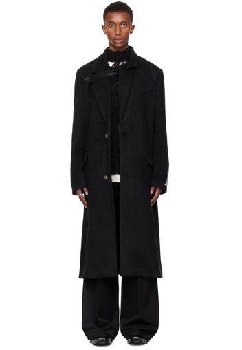 Nullus Studios Black Camellia Lapel Brooch Coat