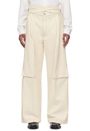 Nullus Studios White Intertwined Belt Tailored Carved Denim Trousers