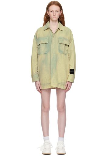 Off-White Green Garment-Dyed Minidress