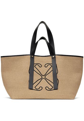 Off-White Beige Day Off Medium Rafia Tote