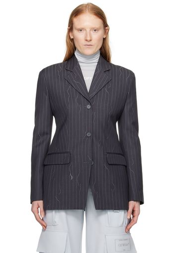 Off-White Navy Pinstripe Blazer