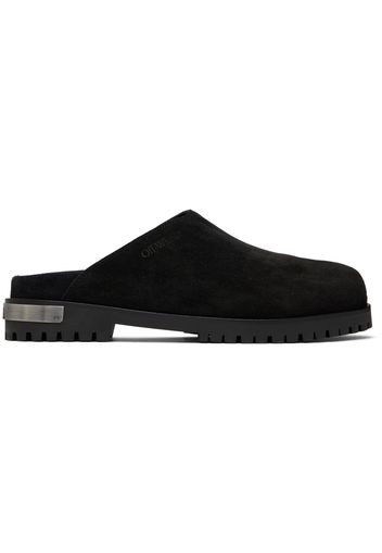 Off-White Black Metal Logo Suede Clogs