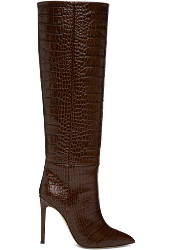 Paris Texas Brown Croc Stiletto Boots