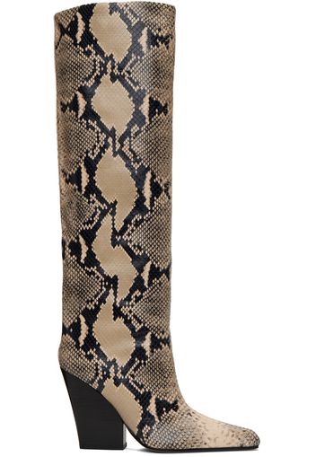 Paris Texas Beige & Black Printed Python Jane Boots