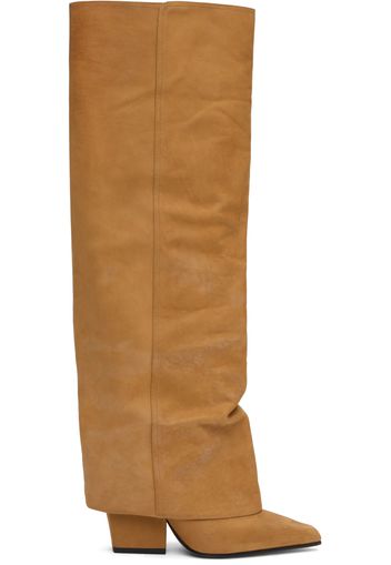 Paris Texas Tan Jane Fold Over Tall Boots