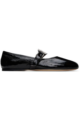 Paris Texas Black Sveva Buckle Ballerina Flats