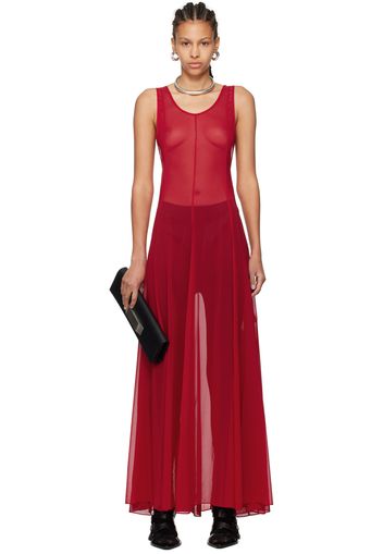 Peter Do Red Semi-Sheer Maxi Dress