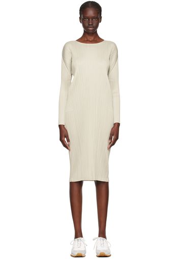 Pleats Please Issey Miyake Beige Monthly Colors September Midi Dress