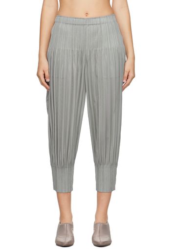 Pleats Please Issey Miyake Gray Fluffy Basics Trousers