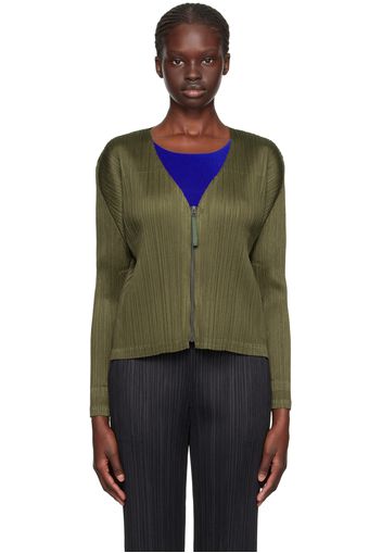 Pleats Please Issey Miyake Khaki Monthly Colors September Cardigan