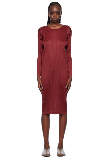 Pleats Please Issey Miyake Red Monthly Colors November Midi Dress