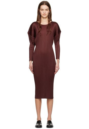 PLEATS PLEASE ISSEY MIYAKE Burgundy Monthly Colors February Maxi Dress