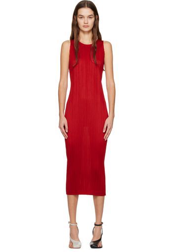 Pleats Please Issey Miyake Red Basics Maxi Dress