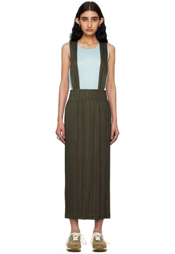 PLEATS PLEASE ISSEY MIYAKE Khaki Thicker Bottoms 2 Midi Skirt