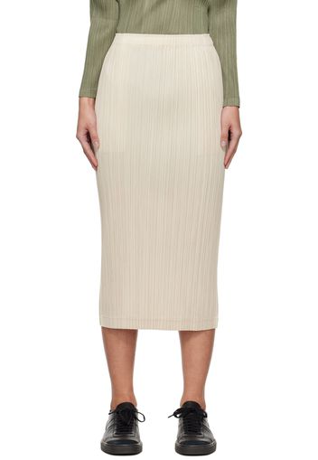 PLEATS PLEASE ISSEY MIYAKE Beige Thicker Bottoms 1 Midi Skirt