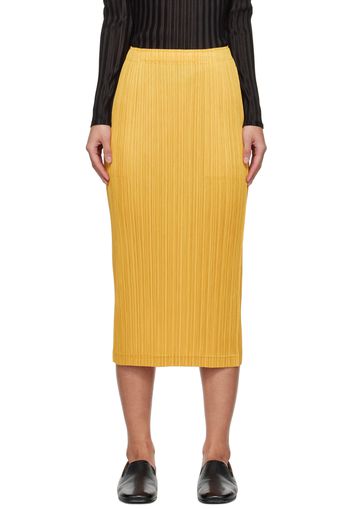 PLEATS PLEASE ISSEY MIYAKE Yellow Thicker Bottoms 1 Midi Skirt